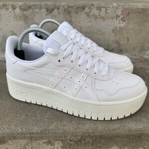 Asics Japan S PF Platform Sneaker Triple White Womens Size 9.5 - 1192A212-100